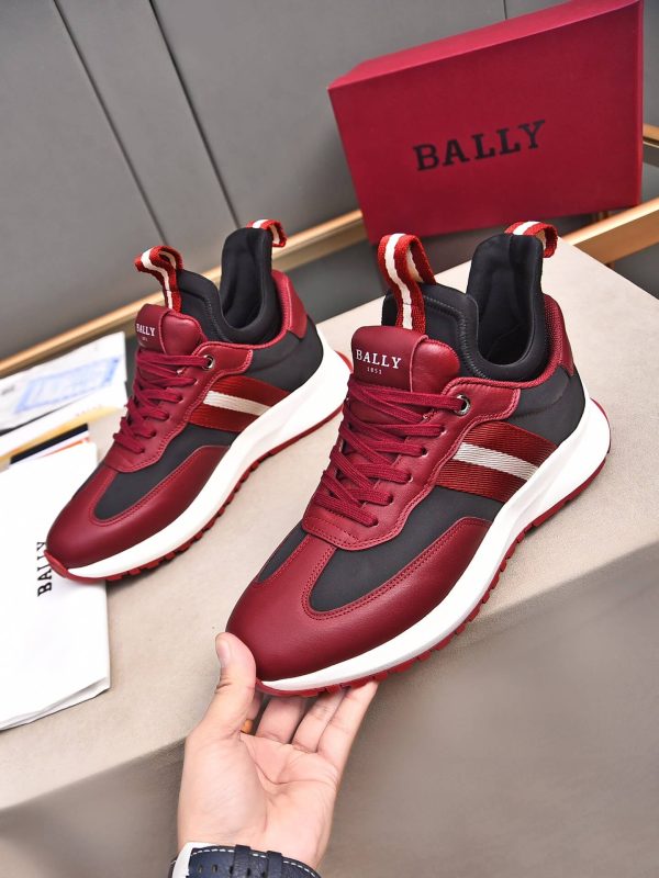 Bally Mixed-Material Runner Sneakers in Burgundy and Black