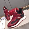 Bally Mixed-Material Runner Sneakers in Burgundy and Black