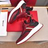 Bally Mixed-Material Runner Sneakers in Burgundy and Black