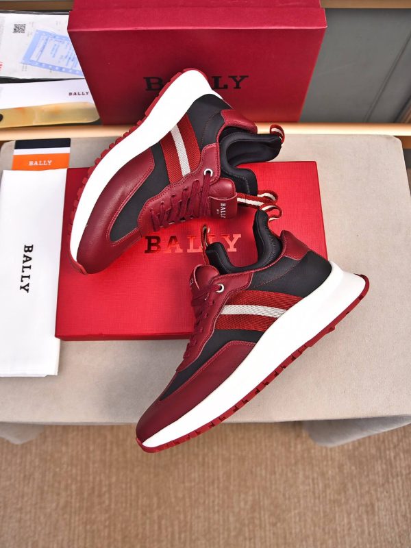 Bally Mixed-Material Runner Sneakers in Burgundy and Black