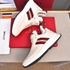 Bally Striped Leather Runner Sneakers in White and Burgundy