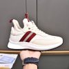 Bally Striped Leather Runner Sneakers in White and Burgundy
