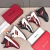 Bally Striped Leather Runner Sneakers in White and Burgundy