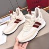 Bally Striped Leather Runner Sneakers in White and Burgundy