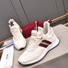 Bally Striped Leather Runner Sneakers in White and Burgundy