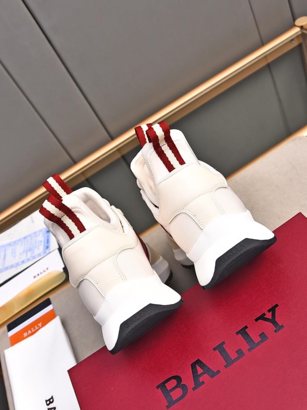 Bally Striped Leather Runner Sneakers in White and Burgundy