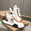 Burberry Equestrian Knight Low-Top Sneaker in White & Tan