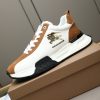 Burberry Equestrian Knight Low-Top Sneaker in White & Tan