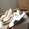 Burberry Equestrian Knight Low-Top Sneaker in White & Tan