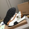 Burberry Equestrian Knight Low-Top Sneaker in White & Tan