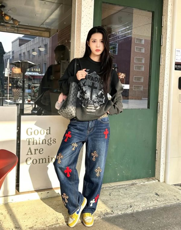 Chrome Hearts Cross Patch Denim Jeans in Blue & Leopard (2) Chrome Hearts Cross Patch Denim Jeans in Blue & Leopard