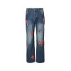 Chrome Hearts Cross Patch Denim Jeans in Blue & Leopard (7) Chrome Hearts Cross Patch Denim Jeans in Blue & Leopard