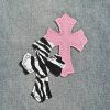 Chrome Hearts Cross Patch Denim Jeans in Light Wash Pink & Zebra (2) Chrome Hearts Cross Patch Denim Jeans in Light Wash Pink & Zebra