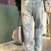 Chrome Hearts Cross Patch Denim Jeans in Light Wash Pink & Zebra (7) Chrome Hearts Cross Patch Denim Jeans in Light Wash Pink & Zebra