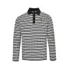 Chrome Hearts Cross Stripe Long-Sleeve Polo Shirt in Black & White