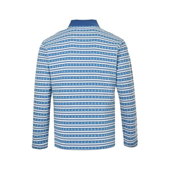 Chrome Hearts Cross Stripe Long-Sleeve Polo Shirt in Black & White