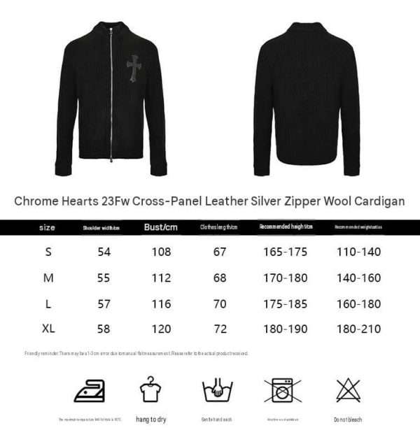 Chrome Hearts Large Cross Patch Ribbed Knit Zip-Up Sweater in Black (7) Chrome Hearts Large Cross Patch Ribbed Knit Zip-Up Sweater in Black