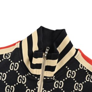 Gucci GG Jacquard Zip-Up Track Jacket in Navy and Ivory