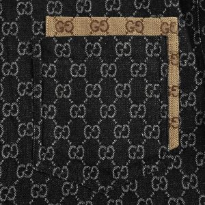 Gucci GG Monogram Shirt Jacket in Black and Beige