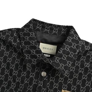 Gucci GG Monogram Shirt Jacket in Black and Beige