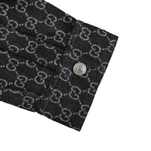Gucci GG Monogram Shirt Jacket in Black and Beige