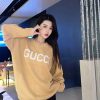 Gucci Intarsia Logo Knit Crewneck Jumper in Camel