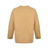 Back view of a relaxed-fit Gucci knit jumper in a solid camel color showing ribbed hem detailing.
