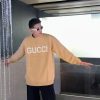 Gucci Intarsia Logo Knit Crewneck Jumper in Camel