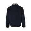 Back view of the dark navy Gucci Interlocking G Corduroy Jacket highlighting the straight hem and contrasting glossy collar.