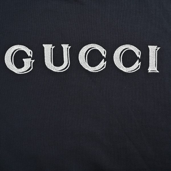 Gucci Embroidered Logo Cotton Sweatshirt in Dark Navy