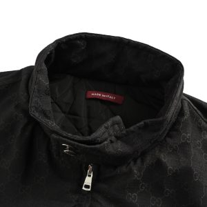 Gucci Tonal GG Monogram Zip-Up Jacket in Black