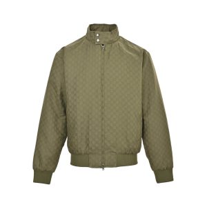 Gucci Tonal GG Monogram Zip-Up Jacket in Black