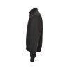 Side profile of the Gucci Tonal GG Monogram Zip-Up Jacket in black, highlighting the ribbed hem and stand collar silhouette.