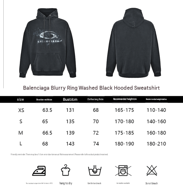 Balenciaga Crayon Loop Oversized Hoodie Washed Black (1) Balenciaga Crayon Loop Oversized Hoodie Washed Black
