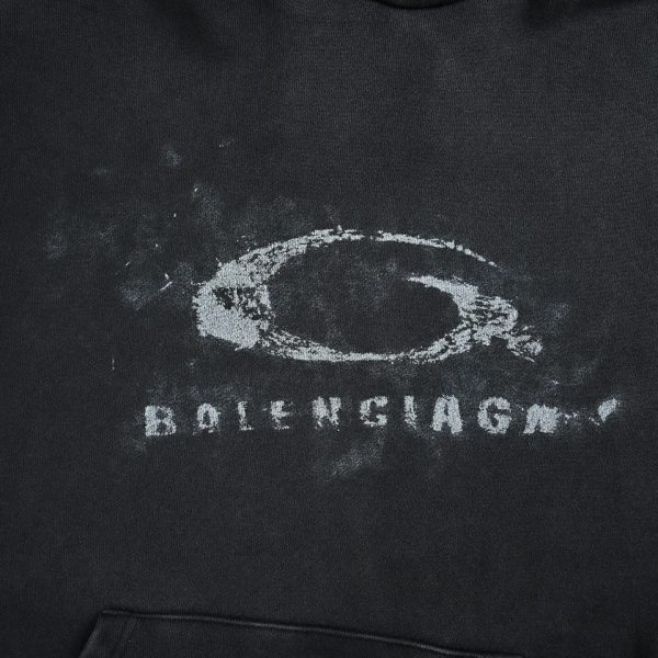 Balenciaga Crayon Loop Oversized Hoodie Washed Black (2) Balenciaga Crayon Loop Oversized Hoodie Washed Black