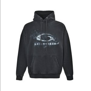 Balenciaga Crayon Loop Oversized Hoodie Washed Black (3) Balenciaga Crayon Loop Oversized Hoodie Washed Black