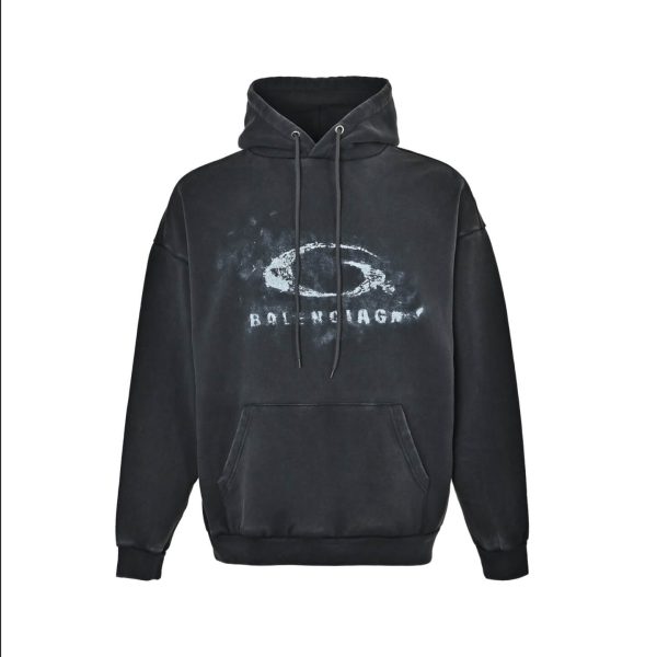 Balenciaga Crayon Loop Oversized Hoodie Washed Black (3) Balenciaga Crayon Loop Oversized Hoodie Washed Black