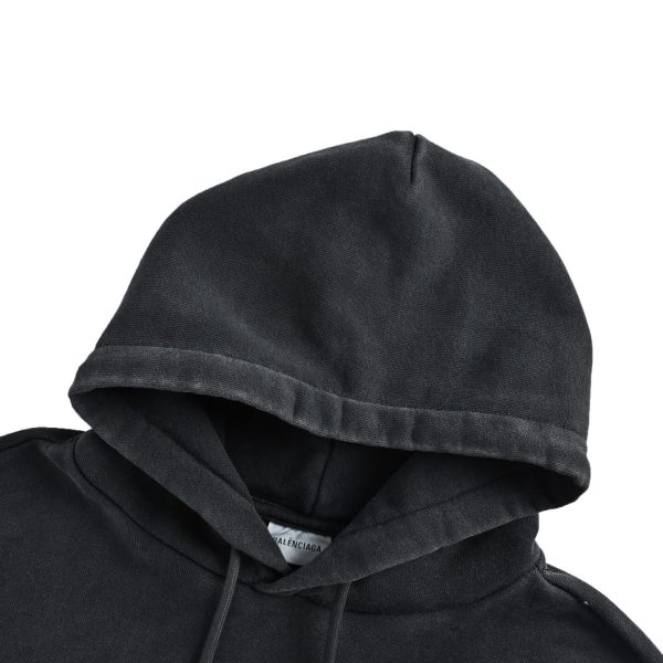 Balenciaga Crayon Loop Oversized Hoodie Washed Black (8) Balenciaga Crayon Loop Oversized Hoodie Washed Black