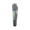 Balenciaga Graffiti Baggy Jeans in Faded Blue (4) Side profile view of the wide-leg Balenciaga graffiti jeans highlighting the continuous hand-drawn style graphics along the outer seam
