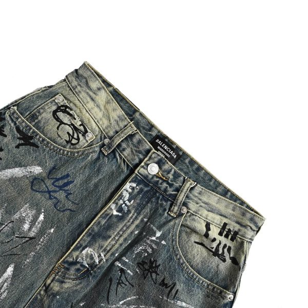 Balenciaga Graffiti Baggy Jeans in Faded Blue (5) Balenciaga Graffiti Baggy Jeans in Faded Blue