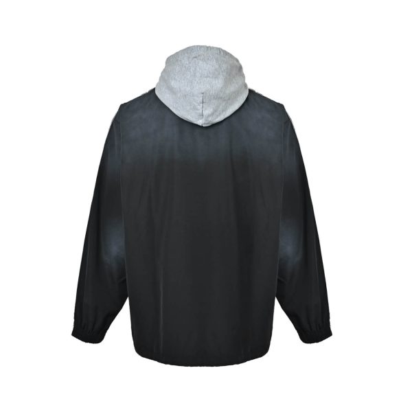 Balenciaga Large Fit Stripe Tracksuit Jacket Layered Hood BlackGrey (1) Balenciaga Large Fit Stripe Tracksuit Jacket Layered Hood Black/Grey