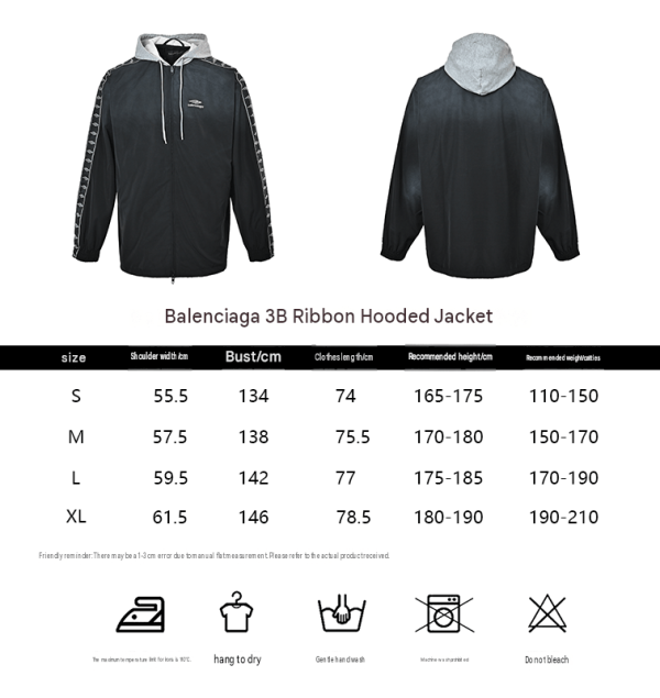 Balenciaga Large Fit Stripe Tracksuit Jacket Layered Hood BlackGrey (1) Balenciaga Large Fit Stripe Tracksuit Jacket Layered Hood Black/Grey
