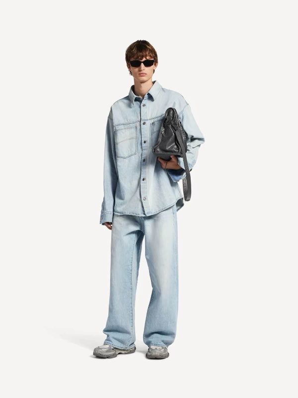 Balenciaga Minimal Baggy Carpenter Jeans in Light Blue Wash
