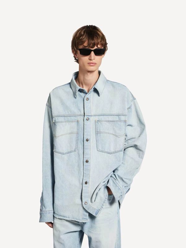 Balenciaga Minimal Baggy Carpenter Jeans in Light Blue Wash