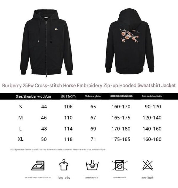 Burberry Equestrian Knight Zip Hoodie Check EKD Stamp Black