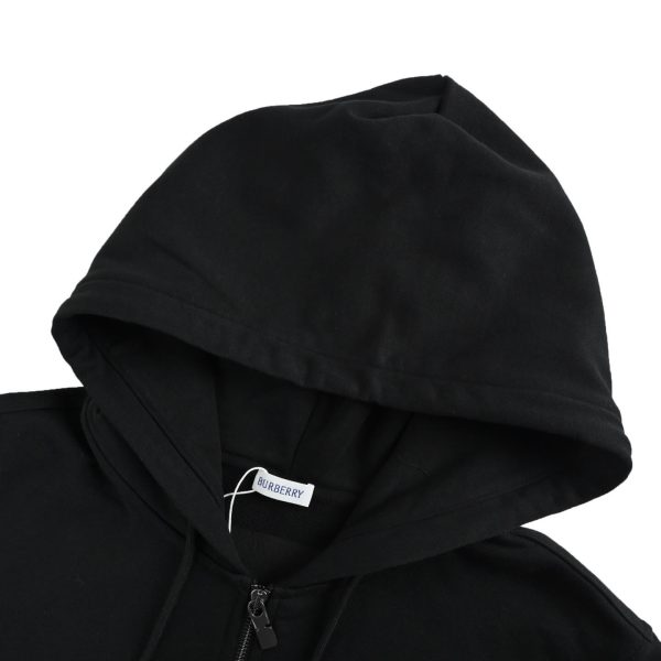Burberry Equestrian Knight Zip Hoodie Check EKD Stamp Black
