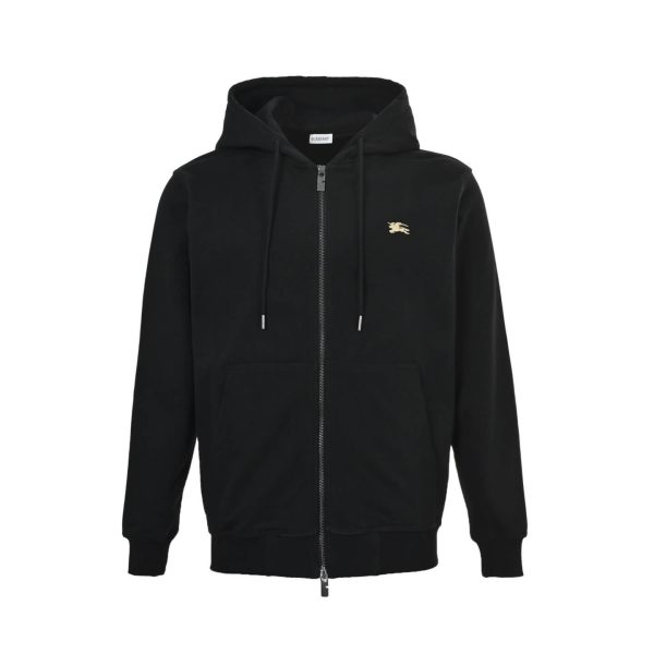 Burberry Equestrian Knight Zip Hoodie Check EKD Stamp Black