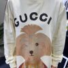 Gucci Children's Dog Illustration Crewneck Sweatshirt Ivory