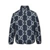 Gucci GG Fuzzy Jacquard Zip-Up Jacket Navy/White