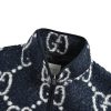 Gucci GG Fuzzy Jacquard Zip-Up Jacket Navy/White